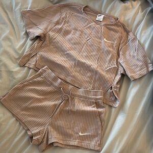 Nike Women's Ribbed Pajama Set - Light Brown